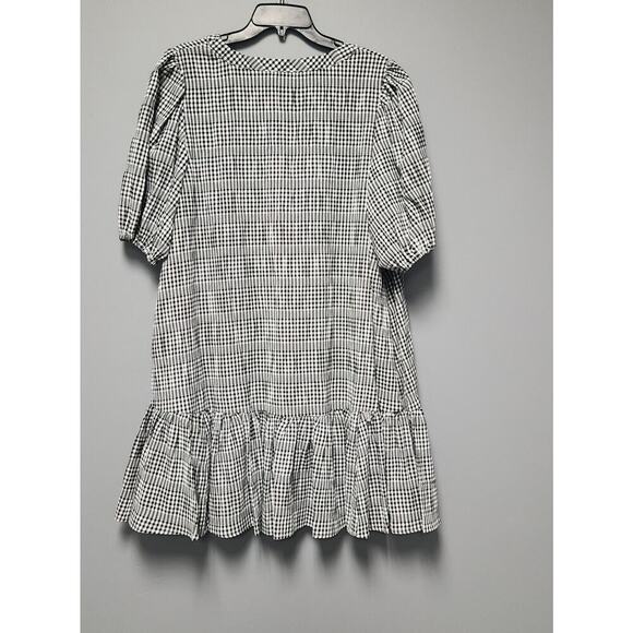 Calvin Klein Black & White Gingham V‑Neck Mini Dress - Picture 2 of 10